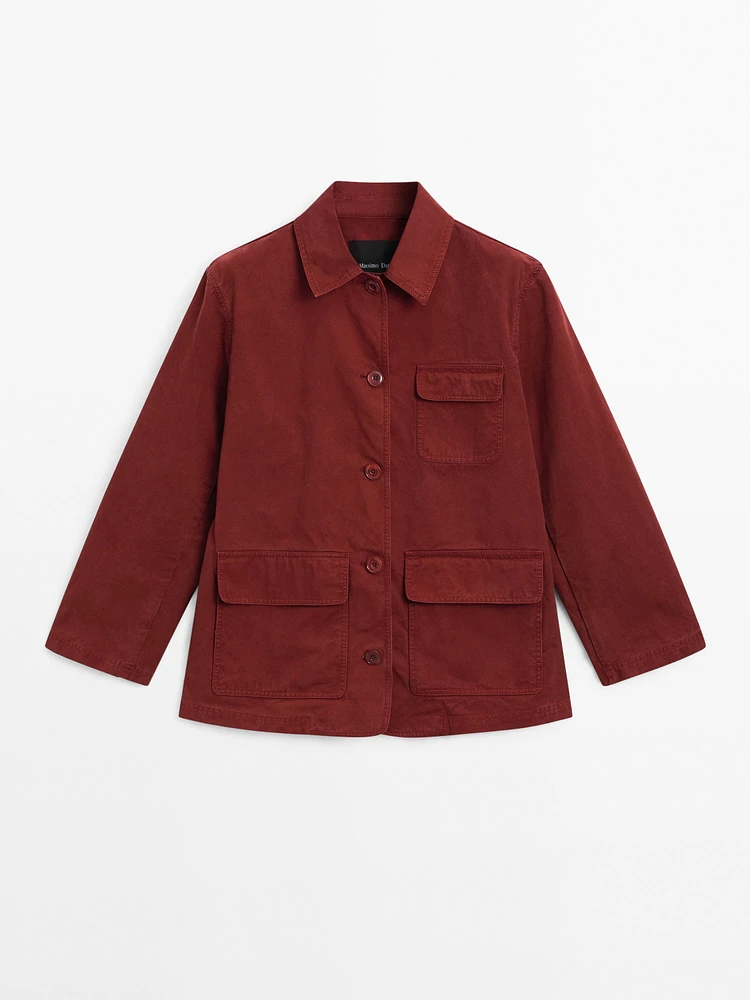 Veste rouge brique avec poches en coton