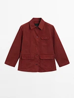 Veste rouge brique avec poches en coton