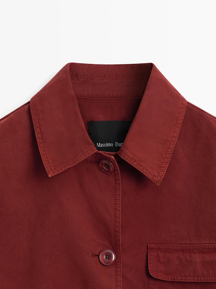 Veste rouge brique avec poches en coton