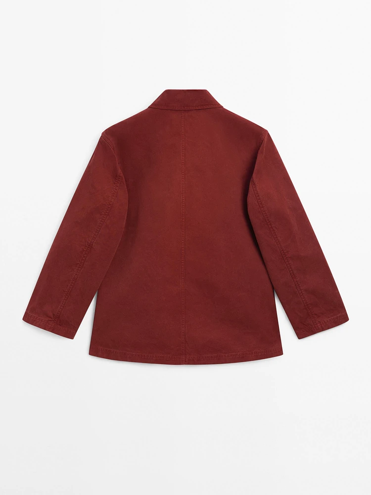 Veste rouge brique avec poches en coton