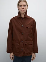 Russet cotton jacket with pocket details