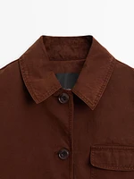 Russet cotton jacket with pocket details