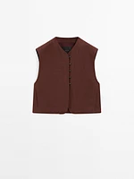 Linen blend waistcoat with buttons