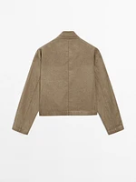 100% linen crossover bomber jacket