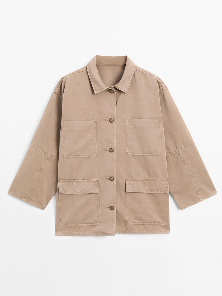 Cotton blend jacket with pocket details