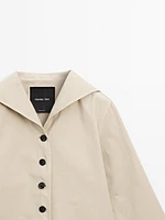 100% cotton sailor collar trench coat