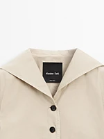 100% cotton sailor collar trench coat