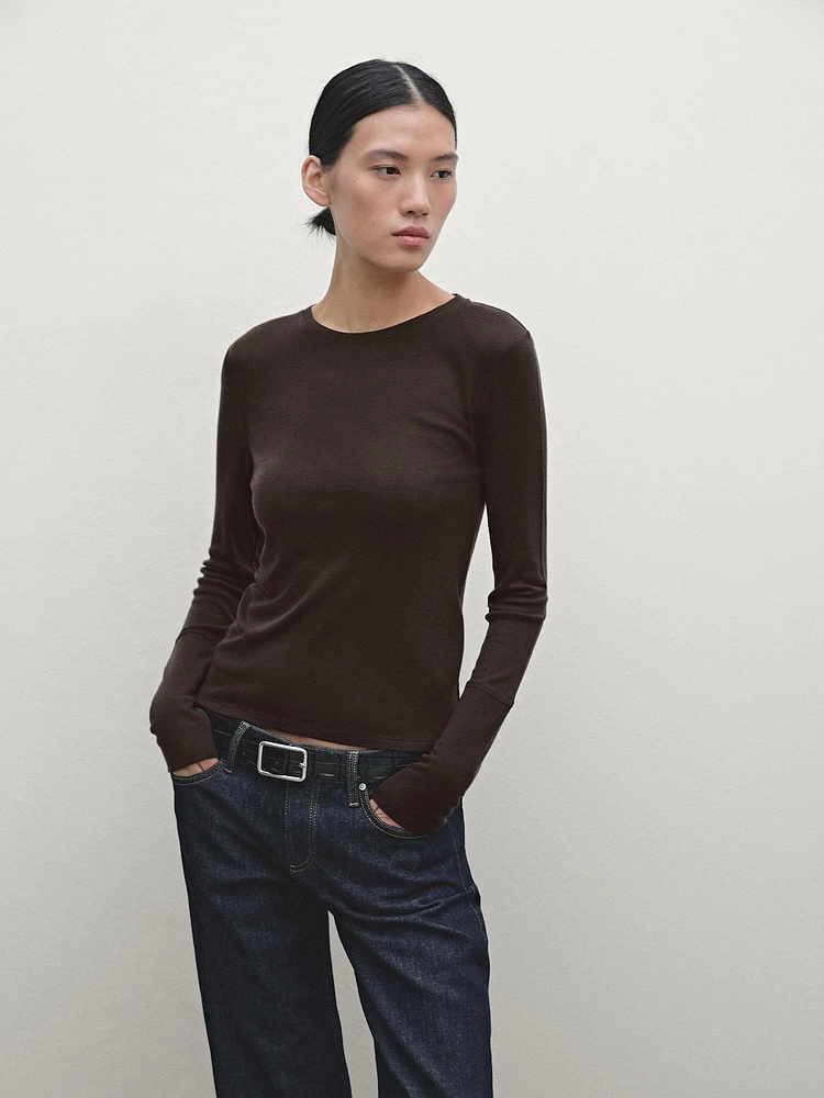 Knit t-shirt with cuff detail