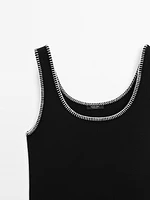 Strappy top with contrast detail