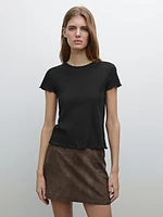 Pointelle openwork cotton T-shirt