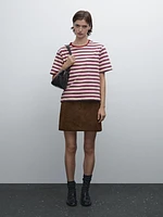 Multi-striped cotton T-shirt with pocket