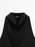 Funnel neck top with draped detail