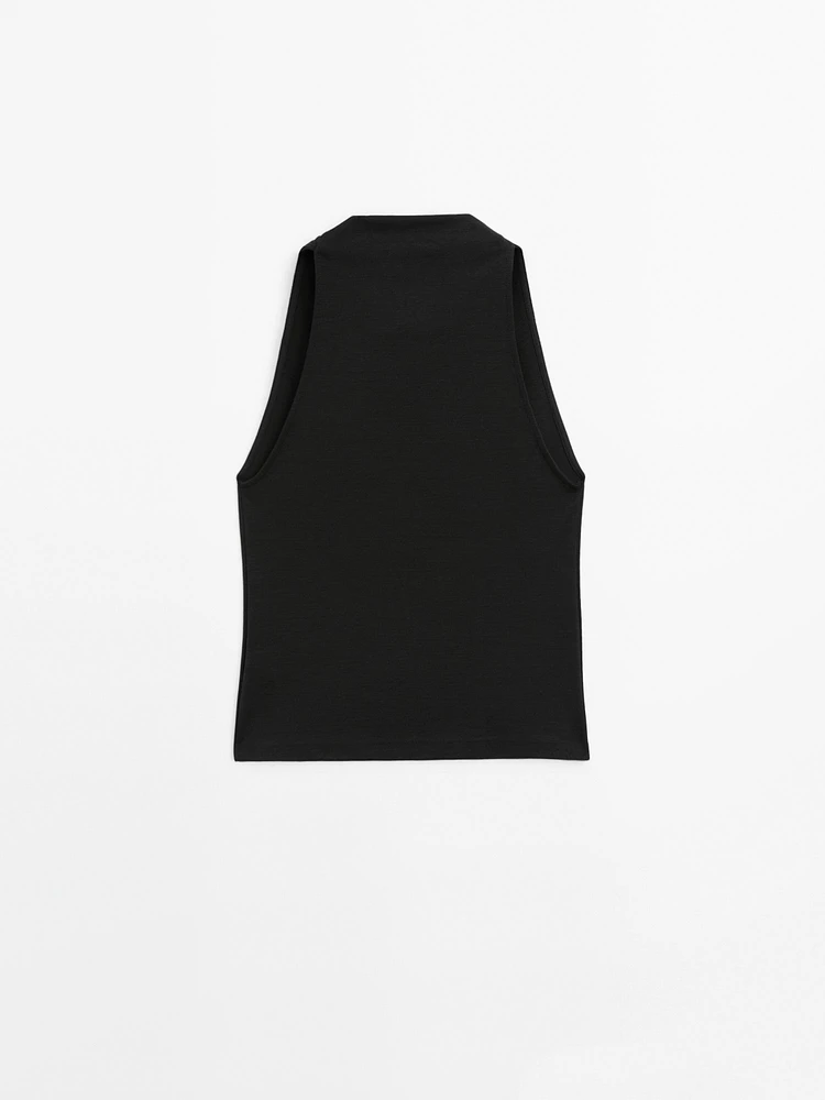 Funnel neck top with draped detail