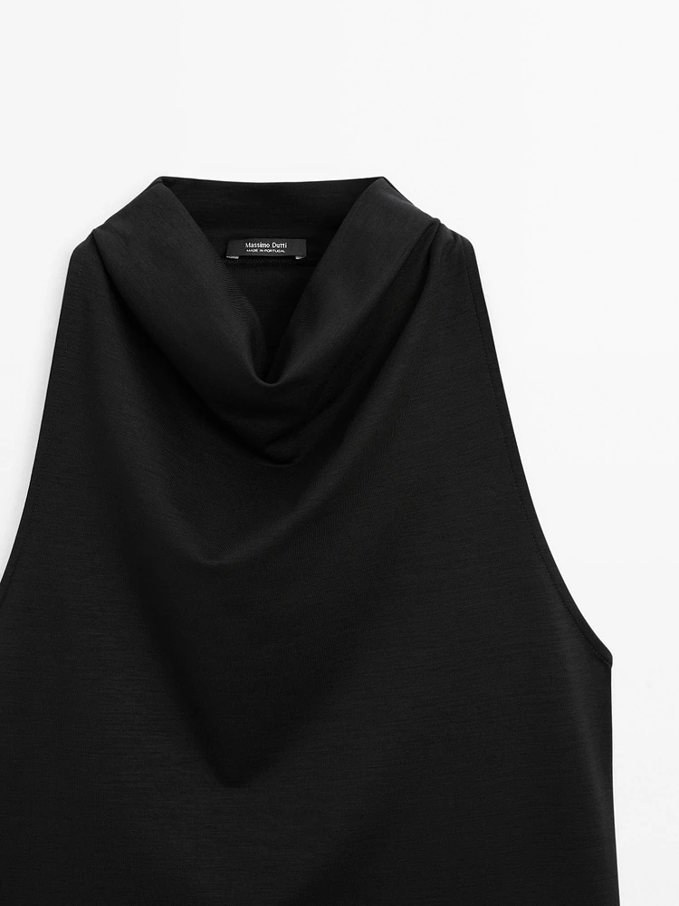 Funnel neck top with draped detail