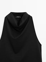 Funnel neck top with draped detail