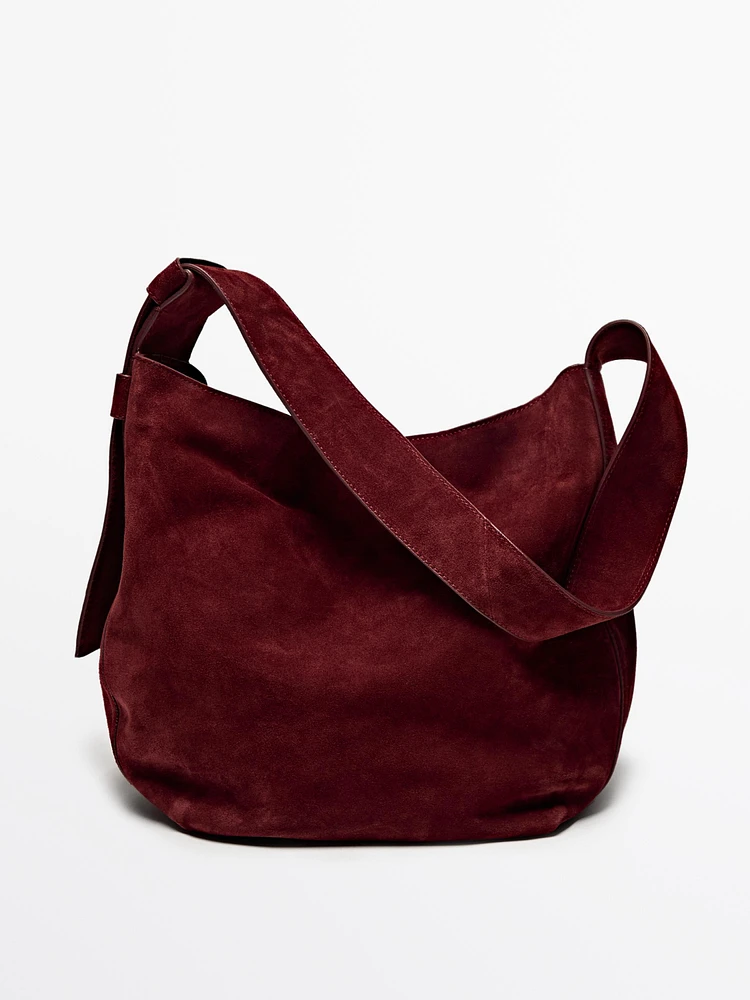 Sac porté épaule en cuir et croûte de cuir