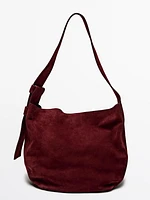 Split suede shoulder bag