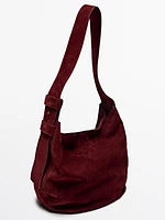 Split suede shoulder bag