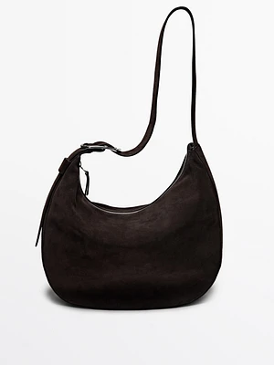 Split suede shoulder bag