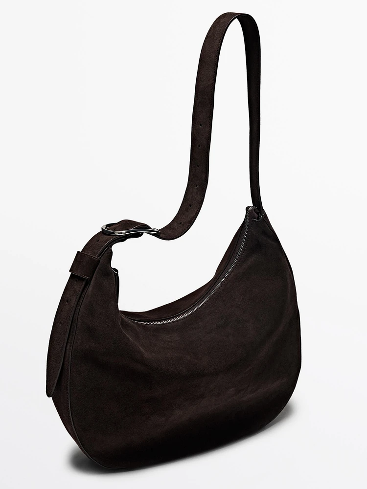 Split suede shoulder bag