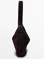 Split suede shoulder bag