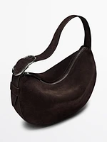 Split suede medium shoulder bag