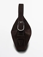 Split suede medium shoulder bag