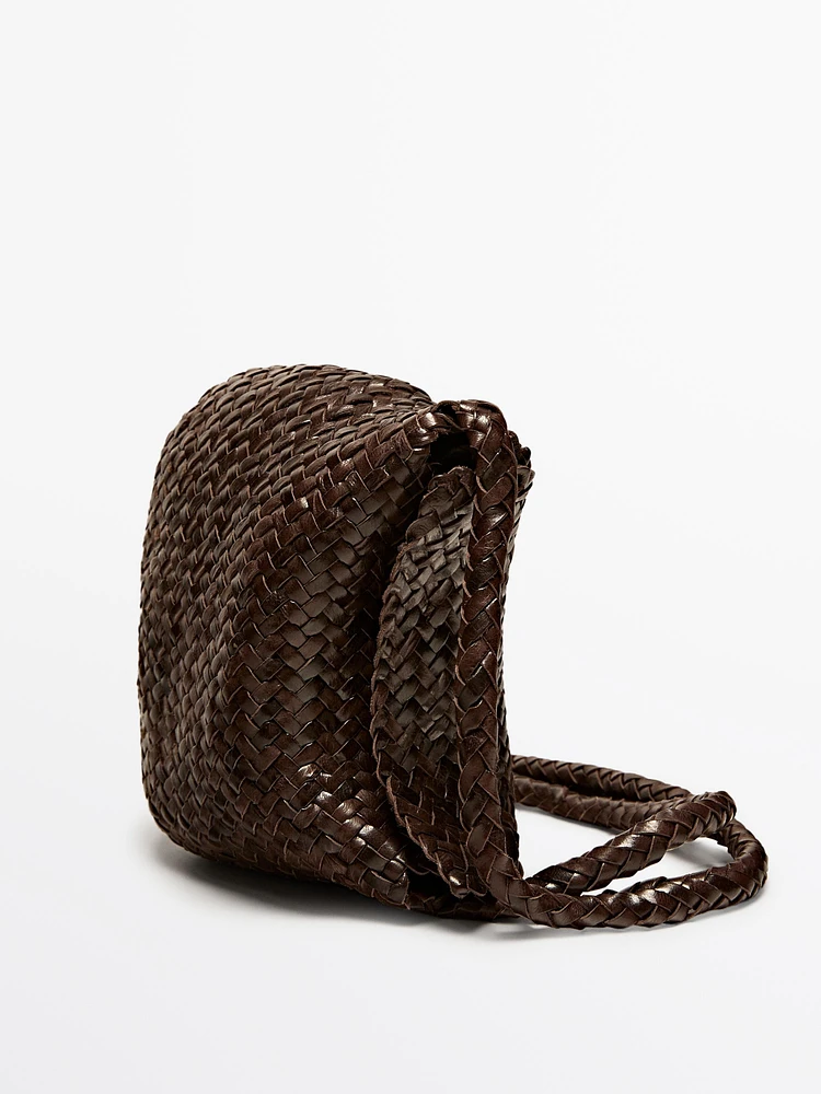 Braided nappa leather crossbody bag
