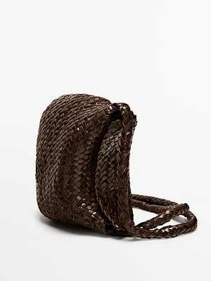 Braided nappa leather crossbody bag