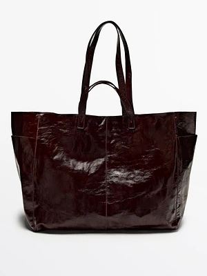 Nappa leather maxi shopper bag