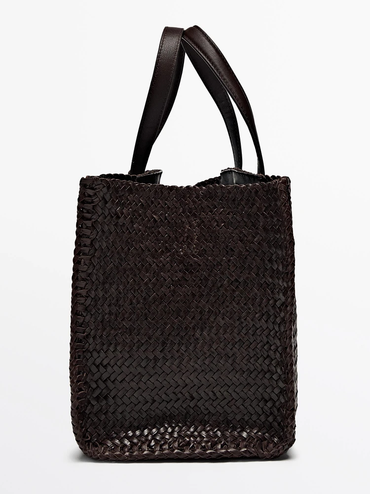 Medium braided nappa satchel bag