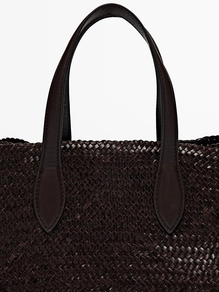 Medium braided nappa satchel bag