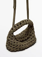 Split suede braided mini bag