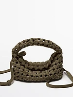 Split suede braided mini bag