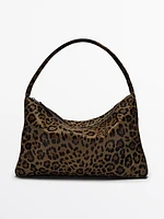 Animal print leather shoulder bag