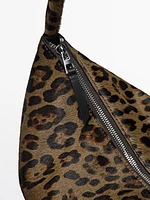 Animal print leather shoulder bag