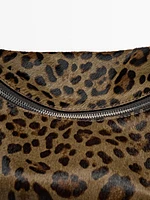 Animal print leather shoulder bag