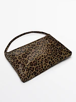 Animal print leather shoulder bag