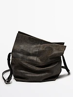 Distressed nappa leather flap bag