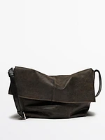 Distressed nappa leather flap bag