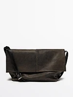 Distressed nappa leather flap bag