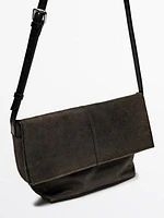 Distressed nappa leather flap bag