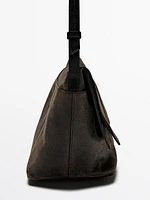 Distressed nappa leather flap bag