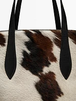 Animal print hair-on leather maxi tote bag