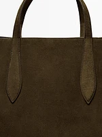 Split suede maxi tote bag