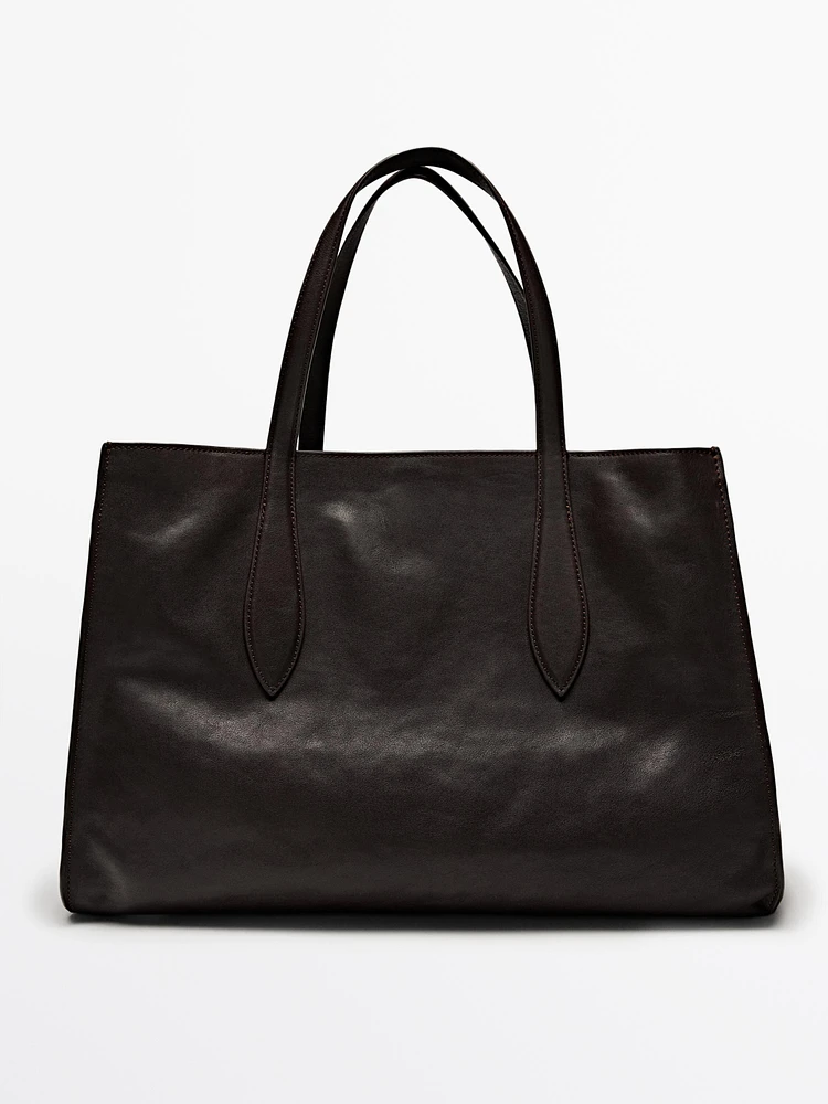 Nappa leather maxi tote bag