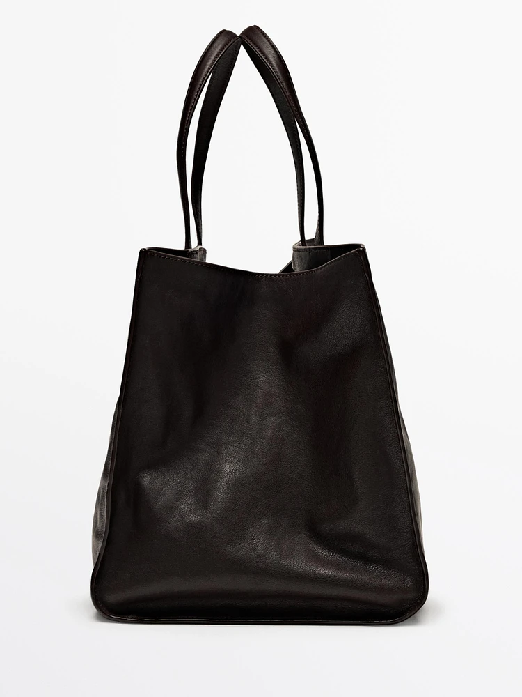 Nappa leather maxi tote bag