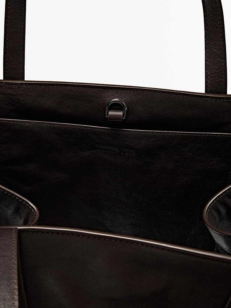 Nappa leather maxi tote bag