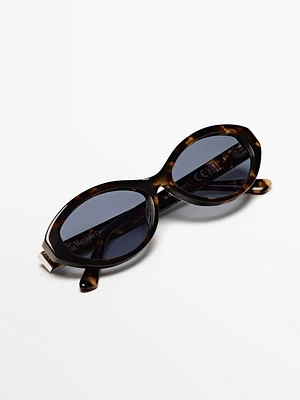 Tortoiseshell-effect oval sunglasses