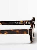 Tortoiseshell-effect oval sunglasses